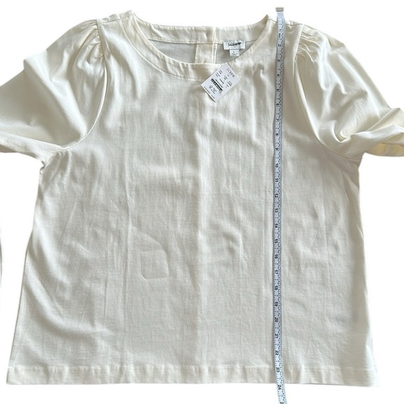 NEW J. CREW Factory Puff-sleeve button-back top in Ivory Cotton Knit Size Large - Picture 7 of 8
